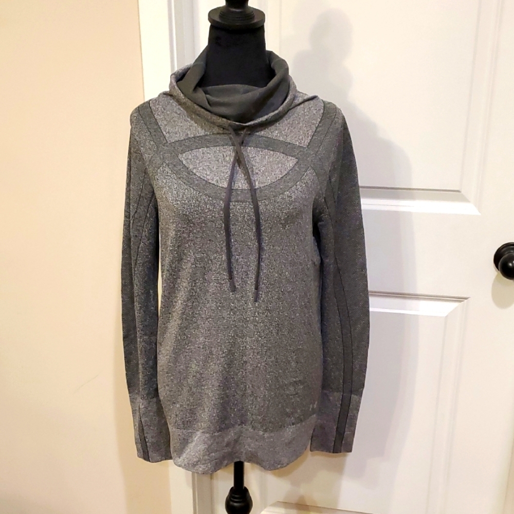 Under Armour Gray Threadborne Sweater With Cowl N… - image 1